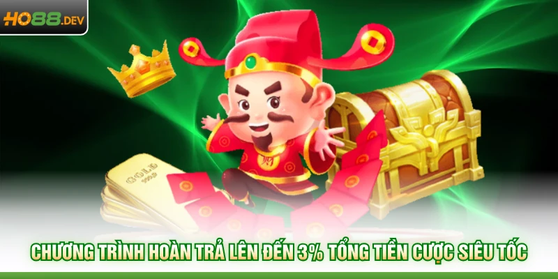 Hoàn Trả Lên Đến 3% Tổng Tiền Cược Khi Vào HO88 Nhận Thưởng 2 Chương trình hoàn trả lên đến 3% tổng tiền cược siêu tốc